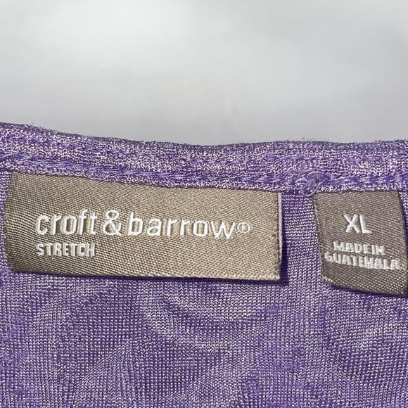 Croft & Barrow Blouse Casual Short Sleeve Lace Pull over Crewneck Stretch Top - Picture 2 of 6